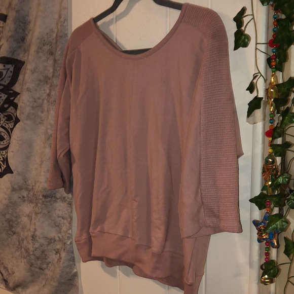 The Sweatshirt Project Sz Sm Crisscross Pink soft Sweatshirt Sweater with mesh - Picture 3 of 8